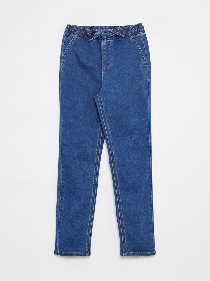 Pantalon jogger en denim avec taille élastiquée Bleu - Kiabi