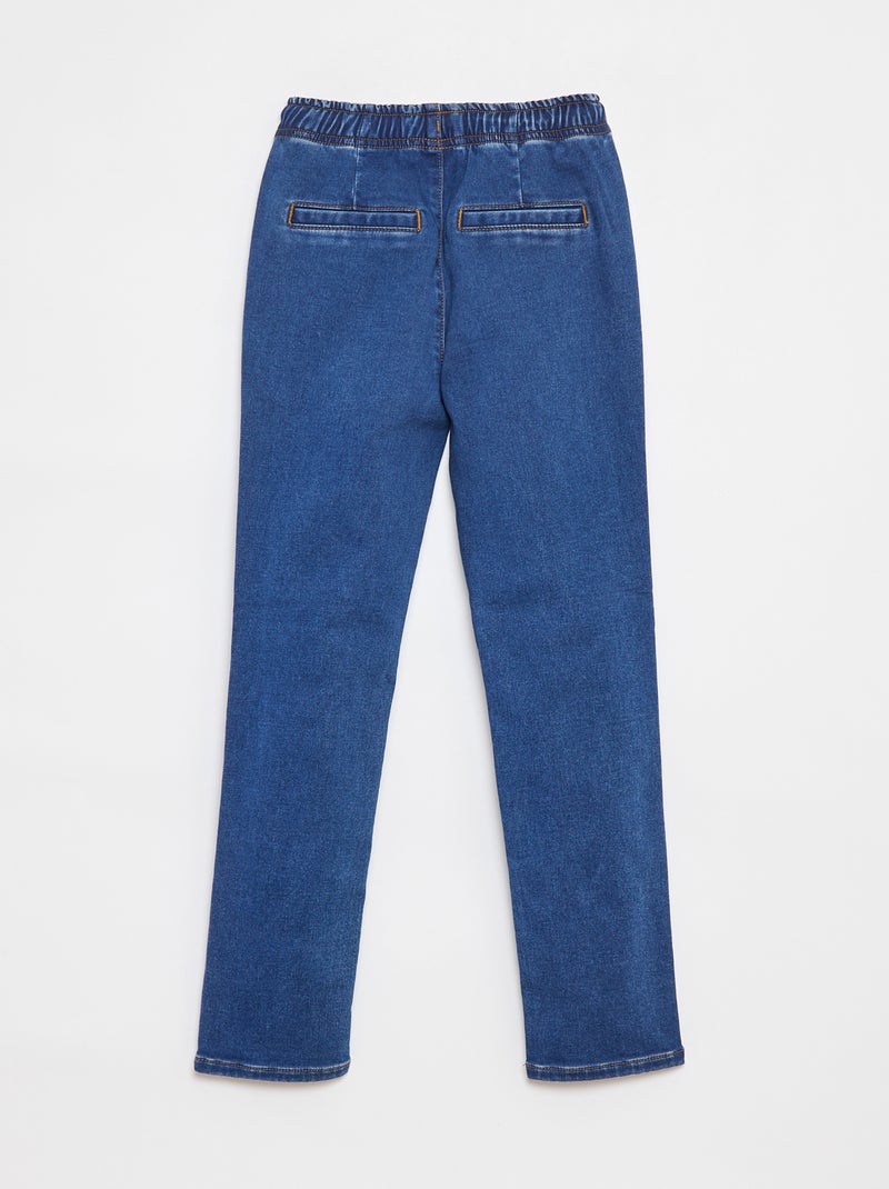 Pantalon jogger en denim avec taille élastiquée Bleu - Kiabi