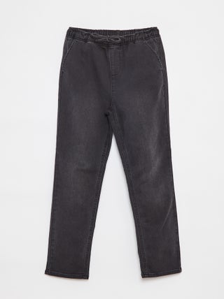 Pantalon jogger en denim avec taille élastiquée