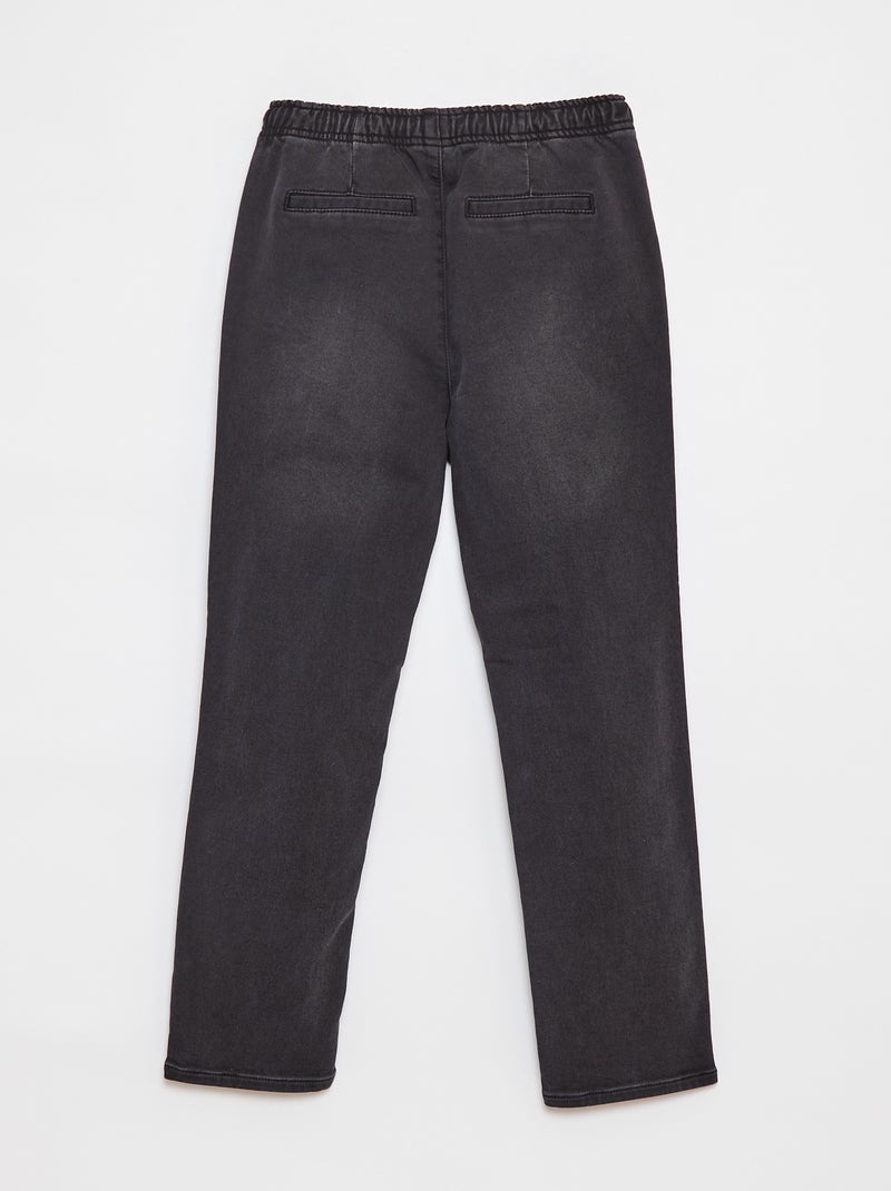 Pantalon jogger en denim avec taille élastiquée Gris - Kiabi