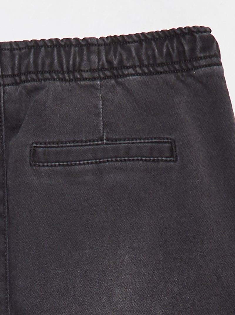 Pantalon jogger en denim avec taille élastiquée Gris - Kiabi