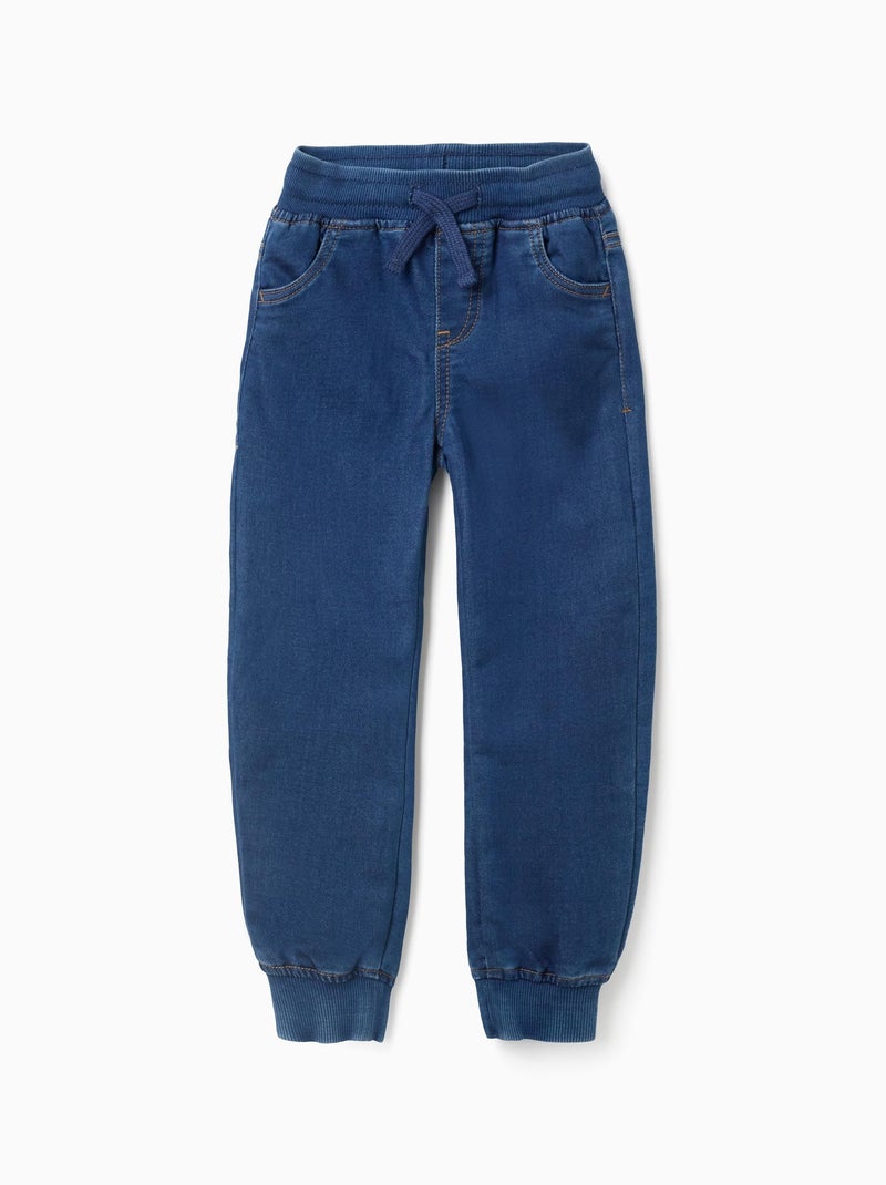 Pantalon Jogger en Denim Slim Bleu - Kiabi