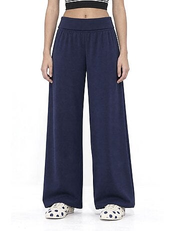Pantalon jogger en maille à taille mi-haute et jambe large busem