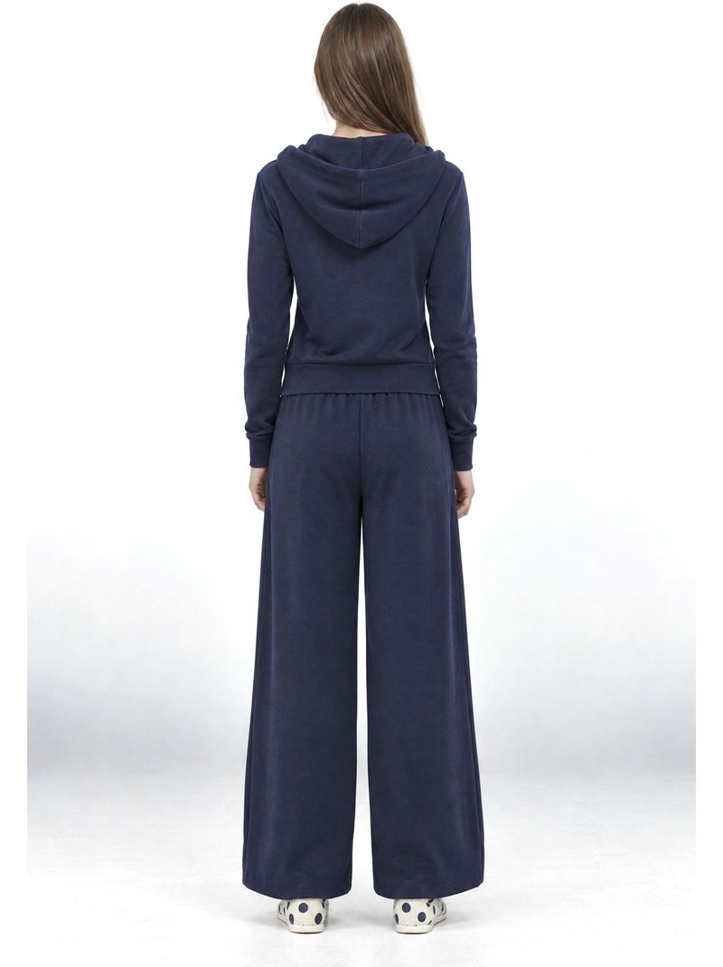 Pantalon jogger en maille à taille mi-haute et jambe large busem Bleu marine - Kiabi