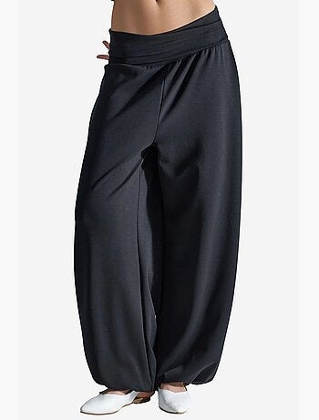Pantalon jogger en maille à taille mi-haute et jambe large busem