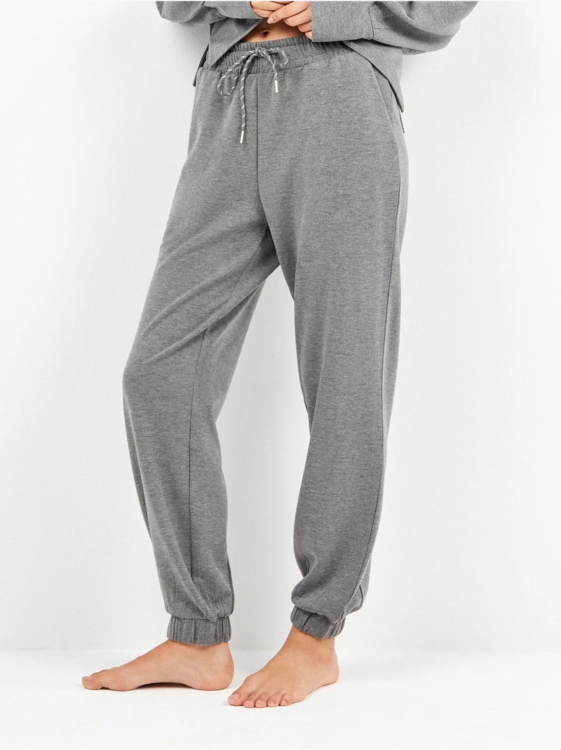 Pantalon jogger en molleton Gris chiné - Kiabi