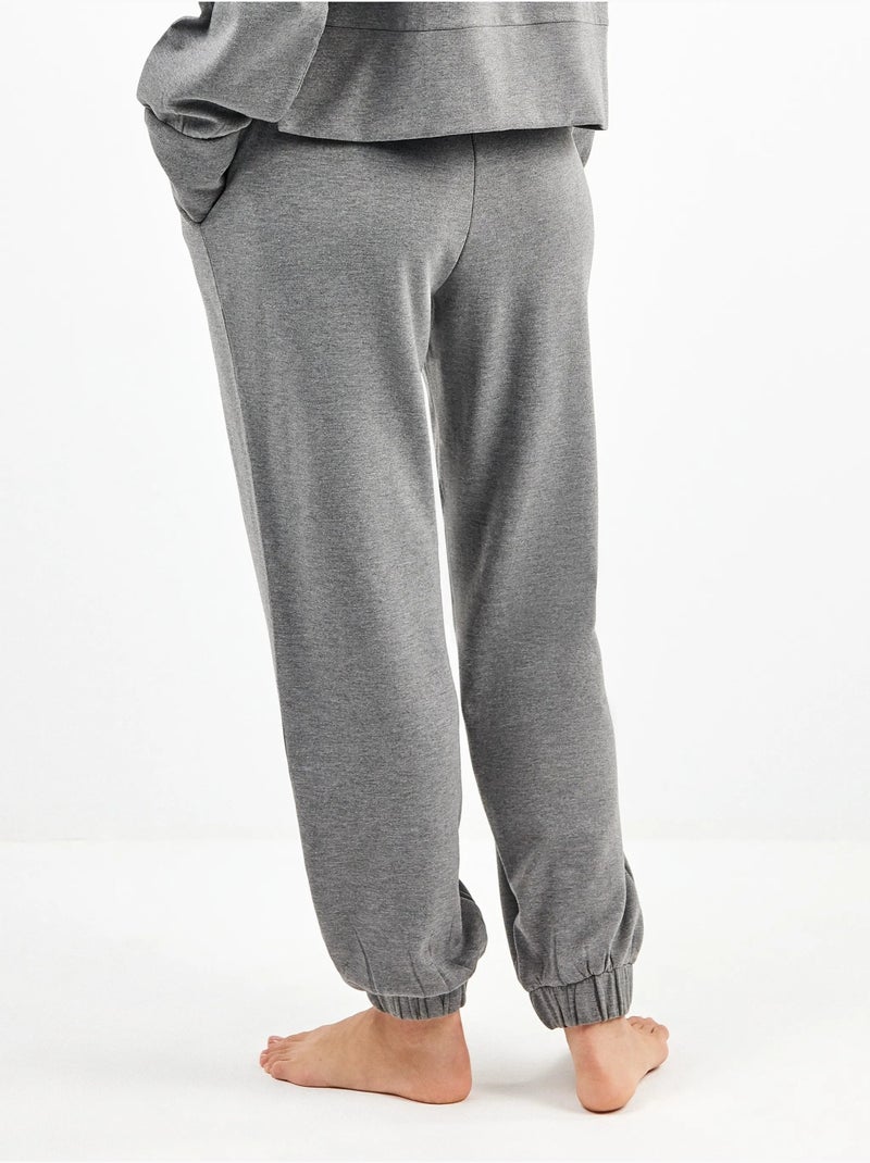 Pantalon jogger en molleton Gris chiné - Kiabi