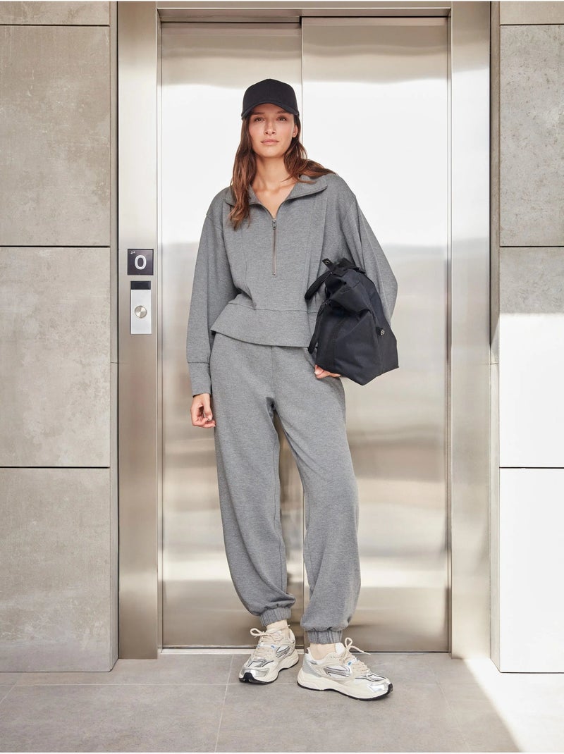 Pantalon jogger en molleton Gris chiné - Kiabi