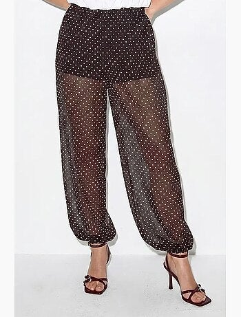 Pantalon jogger en mousseline à pois lucci