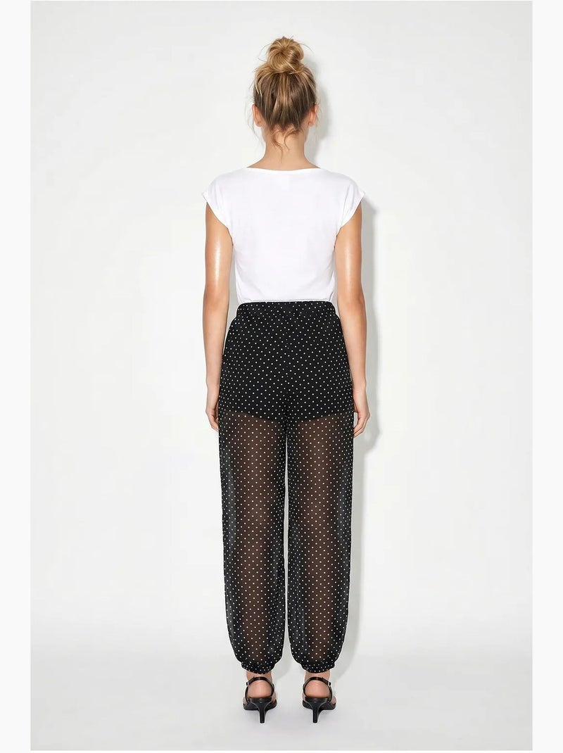 Pantalon jogger en mousseline à pois lucci Noir - Kiabi