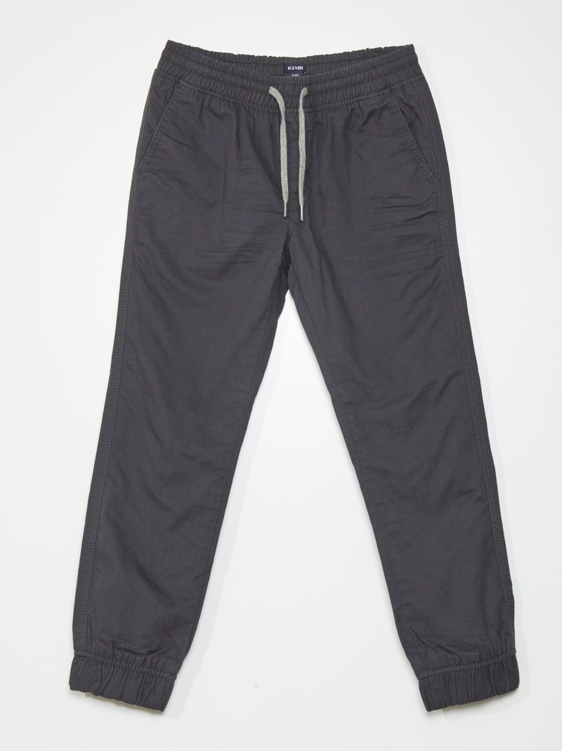 Pantalon Jogger en twill Anthracite - Kiabi