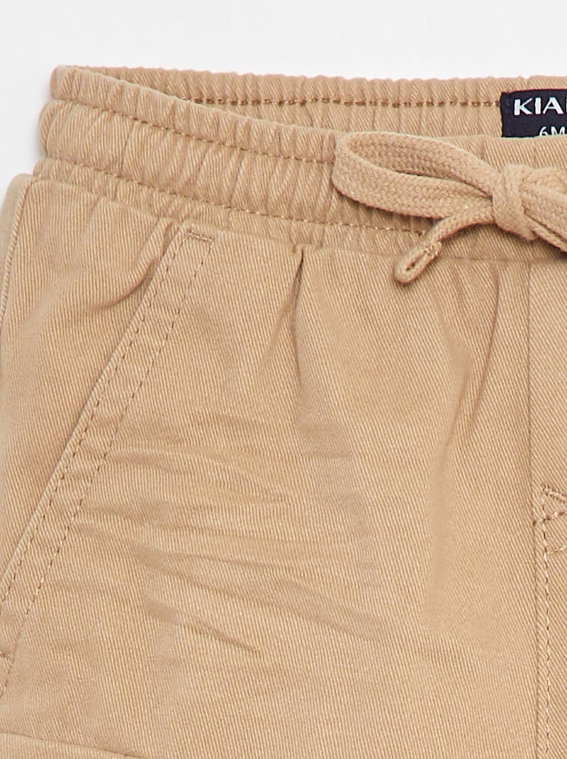 Pantalon jogger en twill avec poches à rabat Beige - Kiabi