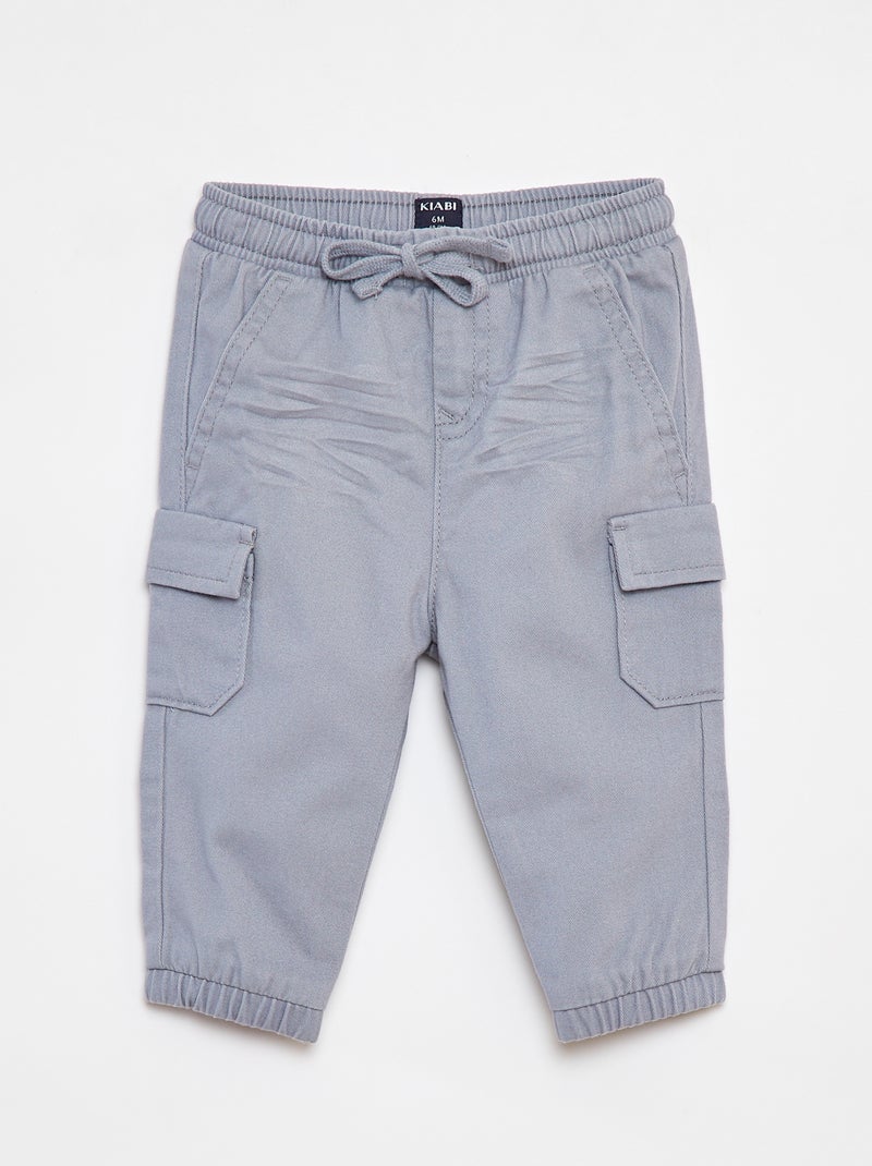 Pantalon jogger en twill avec poches à rabat Bleu - Kiabi
