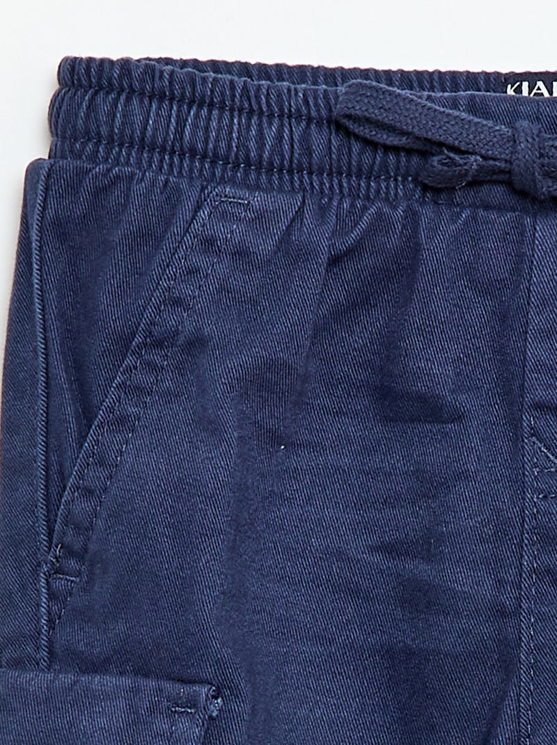 Pantalon jogger en twill avec poches à rabat Bleu - Kiabi