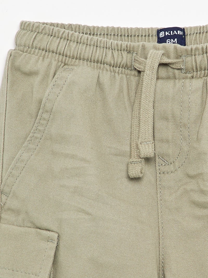 Pantalon jogger en twill avec poches à rabat Kaki - Kiabi