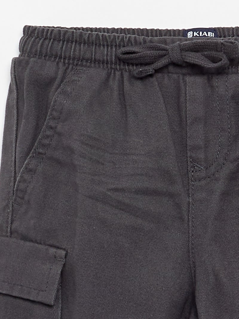 Pantalon jogger en twill avec poches à rabat Noir - Kiabi