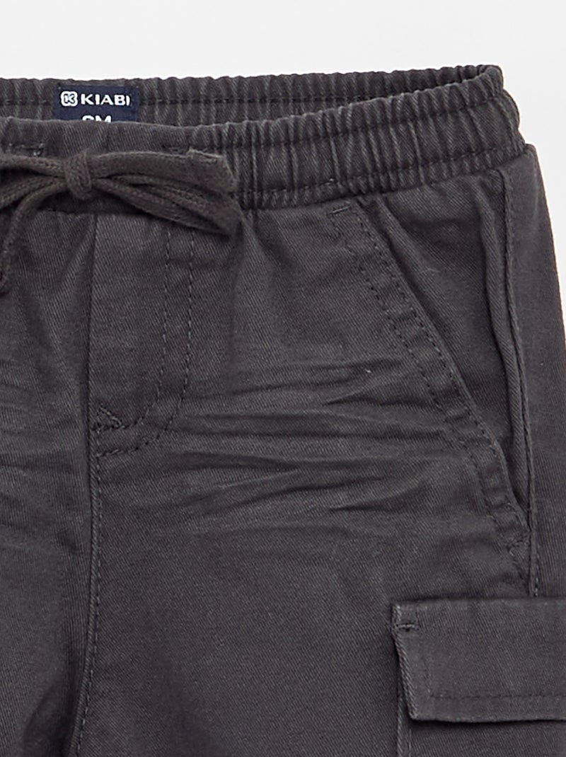 Pantalon jogger en twill avec poches à rabat Noir - Kiabi