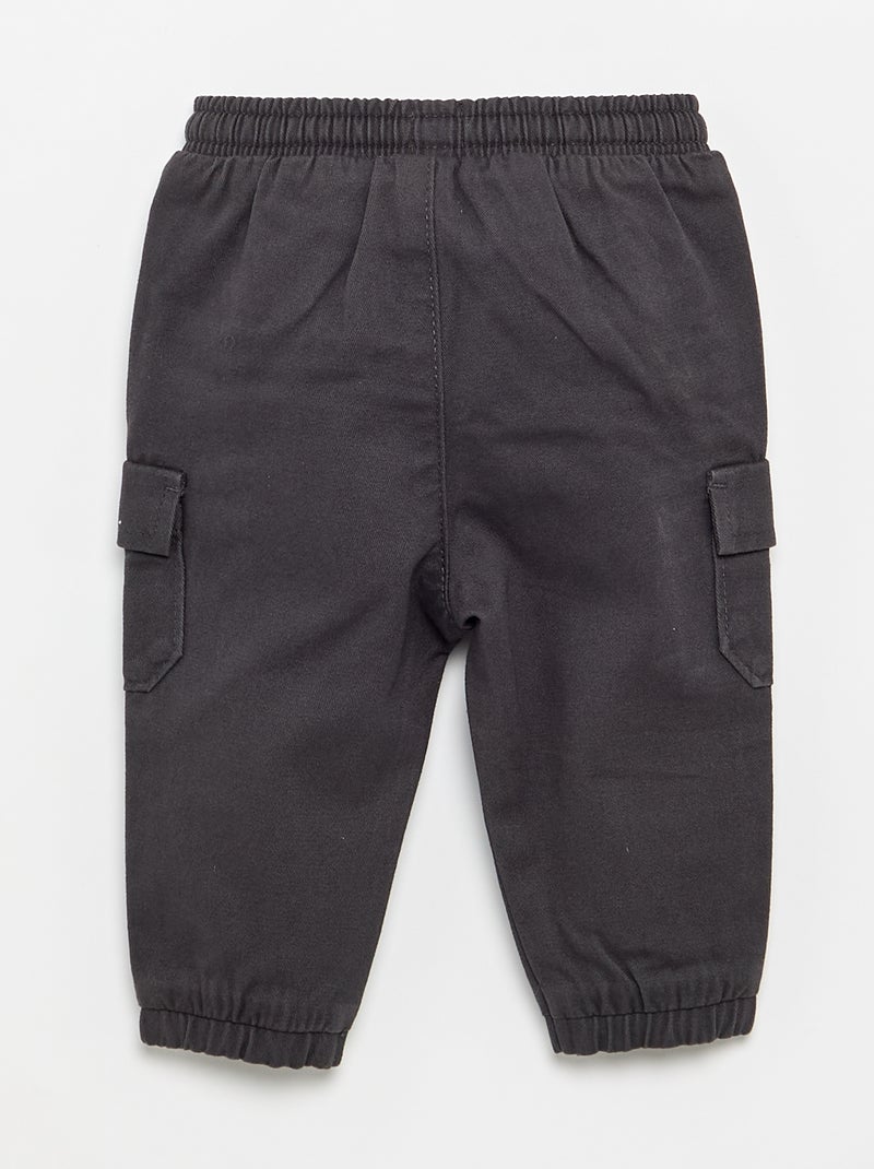 Pantalon jogger en twill avec poches à rabat Noir - Kiabi