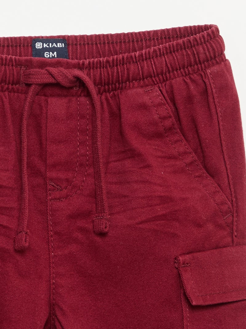 Pantalon jogger en twill avec poches à rabat Rouge - Kiabi