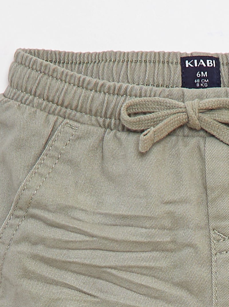 Pantalon jogger en twill avec poches à rabat Vert - Kiabi