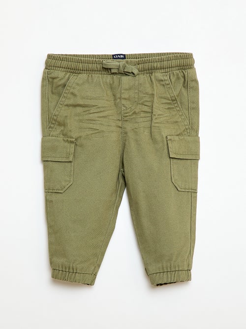 Pantalon jogger en twill avec poches à rabat - Kiabi