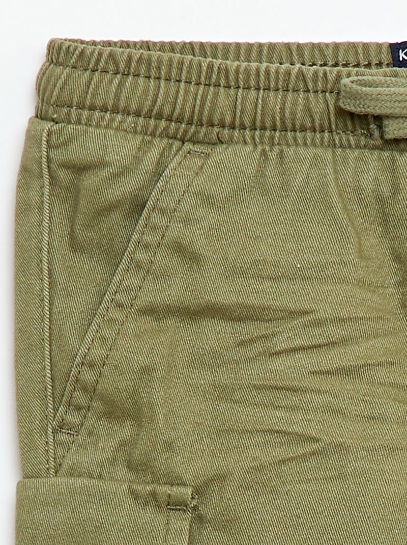 Pantalon jogger en twill avec poches à rabat Vert - Kiabi