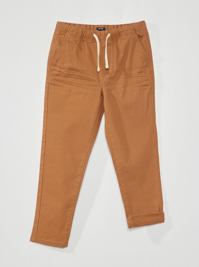 Pantalon jogger en twill Beige - Kiabi