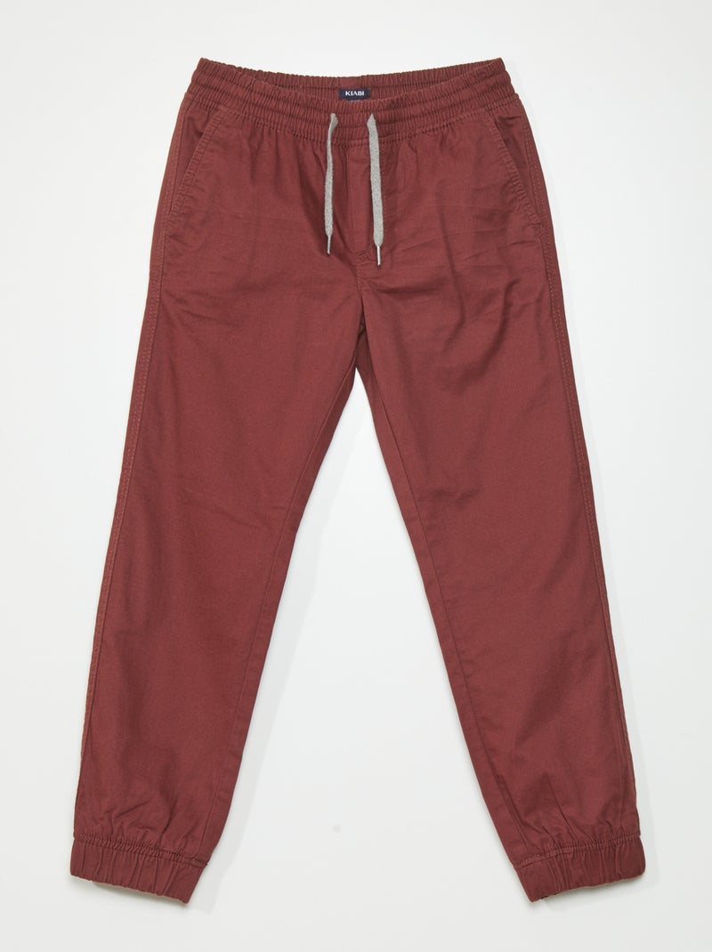 Pantalon Jogger en twill Rouge - Kiabi