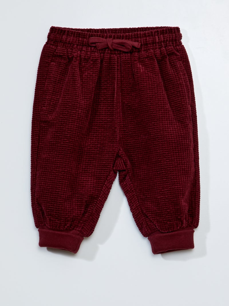 Pantalon jogger en velours - Toujours + confortable Rouge - Kiabi