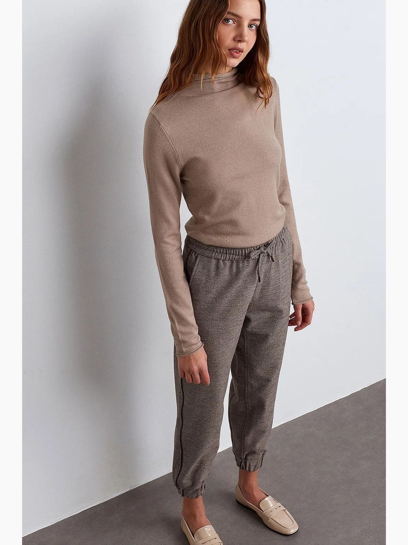 Pantalon jogger femme à taille élastique dilvin Marron - Kiabi