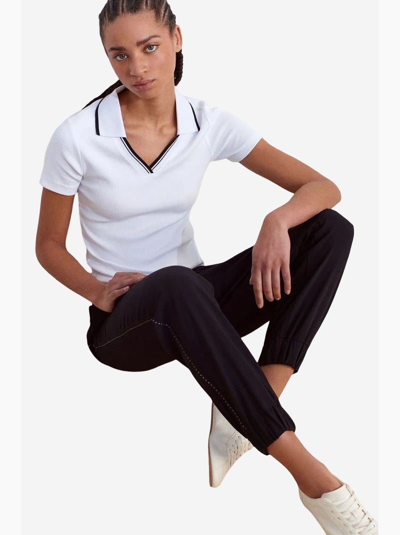 Pantalon jogger femme à taille élastique dilvin Noir - Kiabi