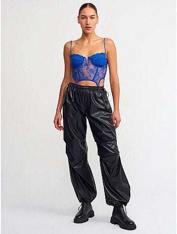 Pantalon jogger femme effet cuir dilvin