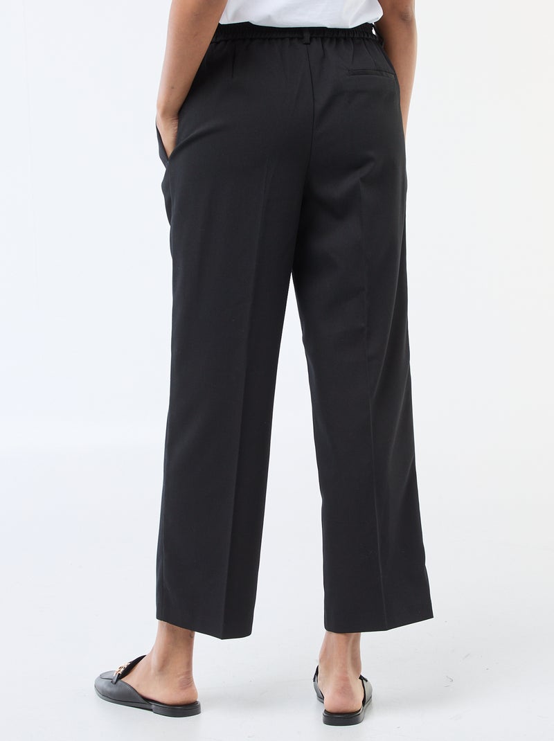 Pantalon jogger femme en chaîne et trame lourd Noir - Kiabi