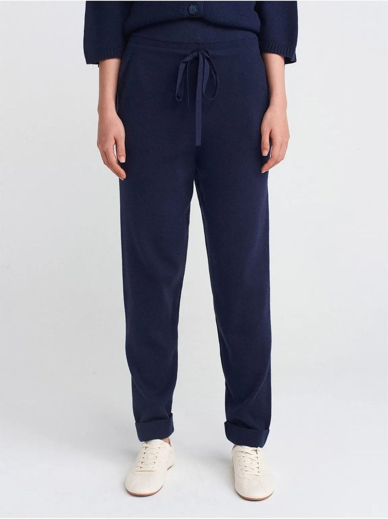 Pantalon jogger femme en maille lurex dilvin Bleu marine - Kiabi