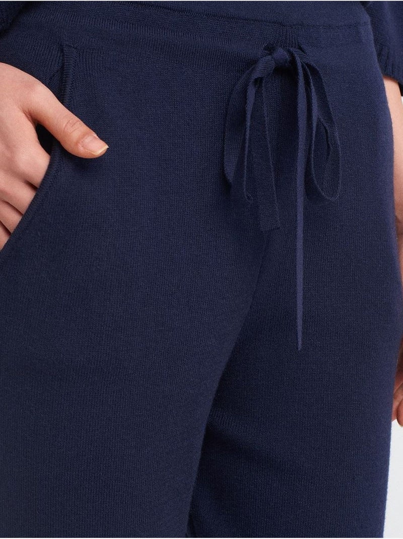Pantalon jogger femme en maille lurex dilvin Bleu marine - Kiabi