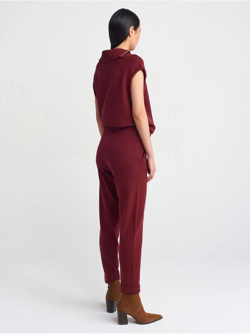 Pantalon jogger femme en maille lurex dilvin Rouge bordeaux - Kiabi