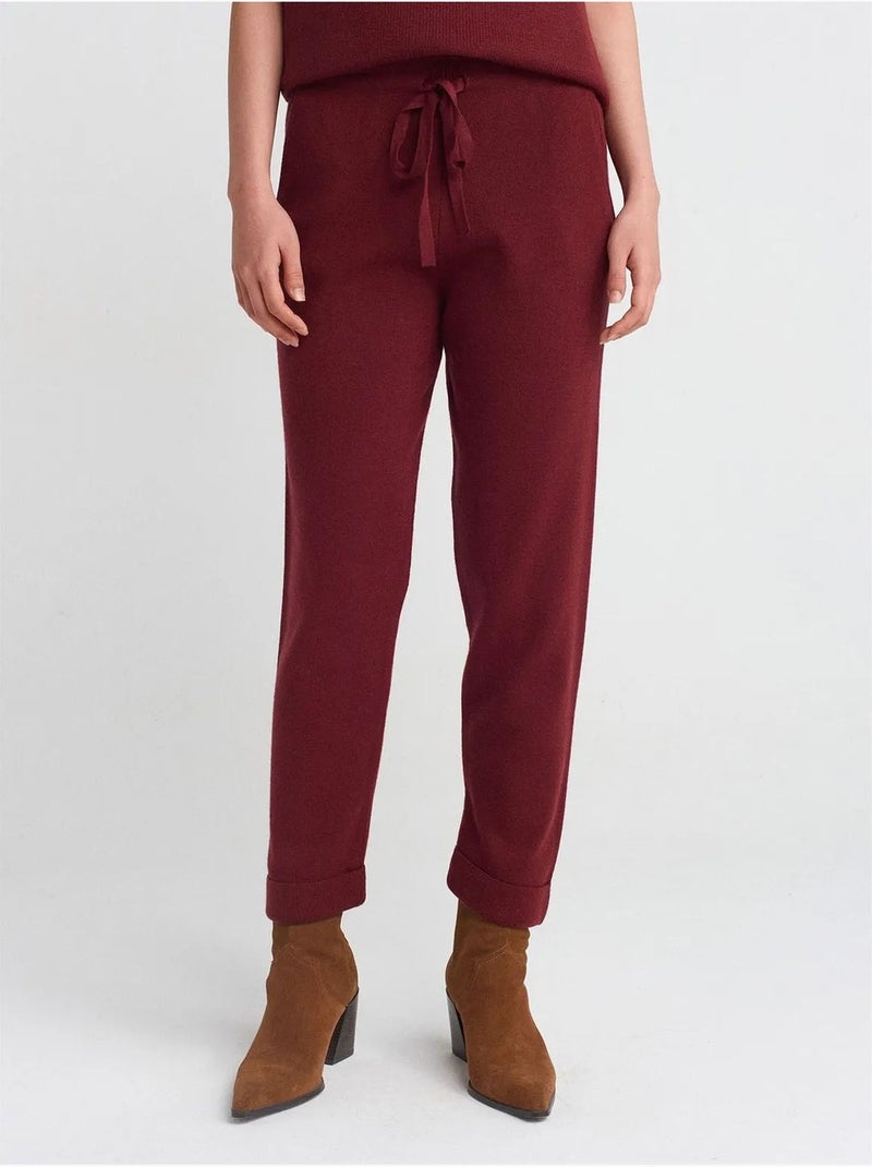 Pantalon jogger femme en maille lurex dilvin Rouge bordeaux - Kiabi