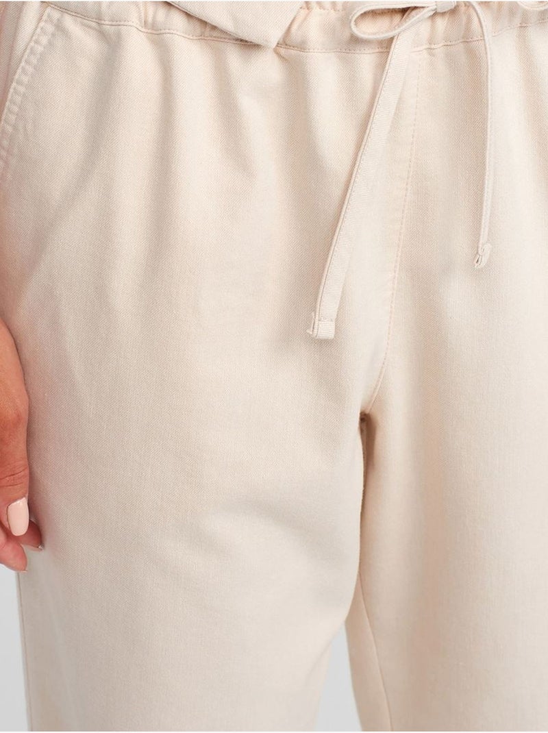 Pantalon Jogger Femme En Mélange De Lin Crème - Kiabi