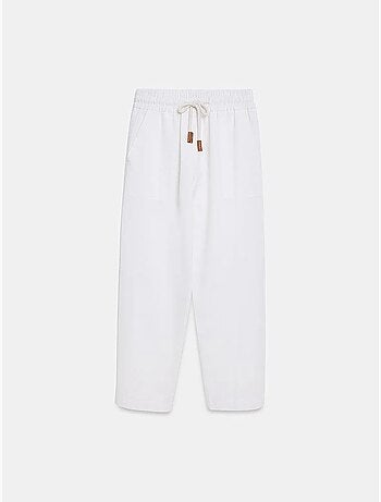 Pantalon jogger femme en mélange de lin, jambe droite dilvin