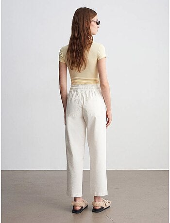 Pantalon jogger femme en mélange de lin, jambe droite dilvin