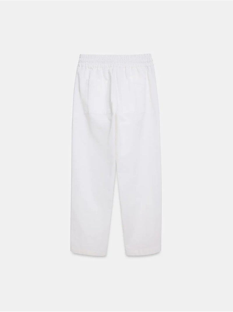 Pantalon jogger femme en mélange de lin, jambe droite dilvin Blanc cassé - Kiabi