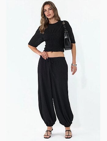 Pantalon jogger femme en tissu tissé busem