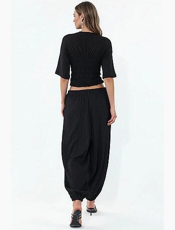 Pantalon jogger femme en tissu tissé busem