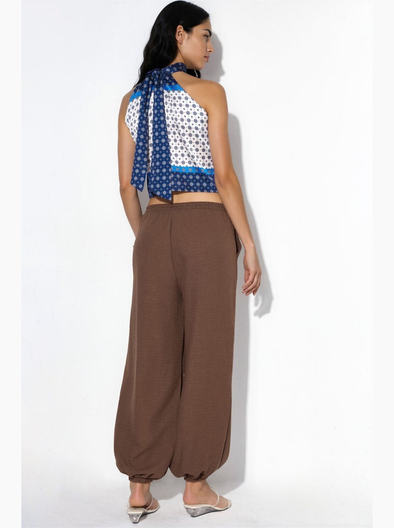 Pantalon jogger femme texturé busem Marron - Kiabi