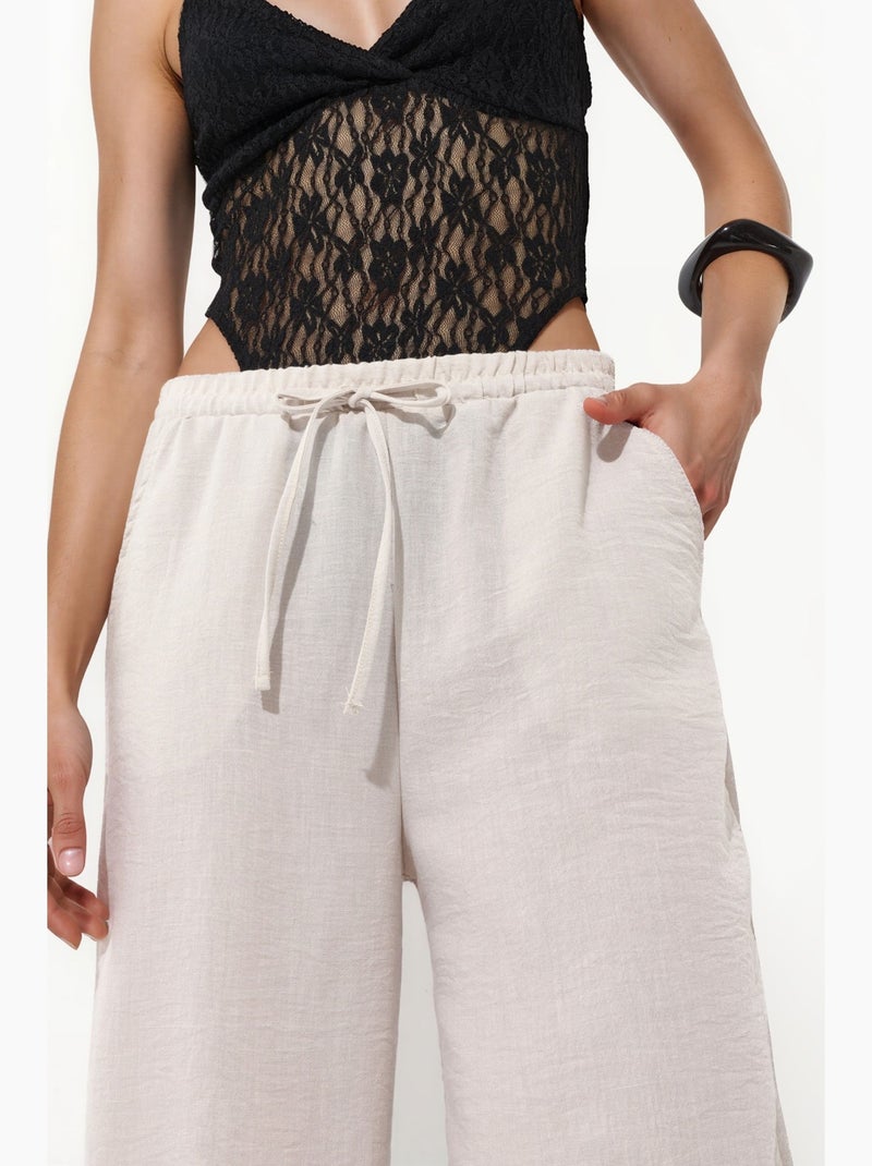 Pantalon jogger femme texturé busem Sable - Kiabi