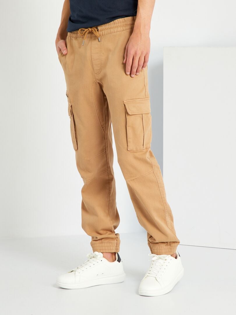 Pantalon jogger fit denim Beige foncé - Kiabi