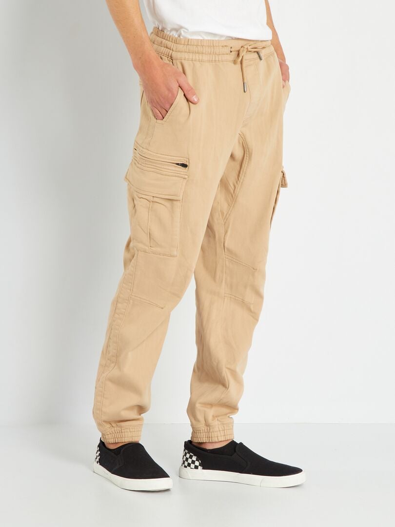 Pantalon jogger fit denim Beige - Kiabi