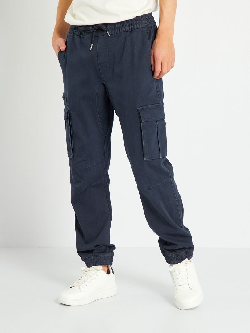 Pantalon jogger fit denim bleu marine - Kiabi