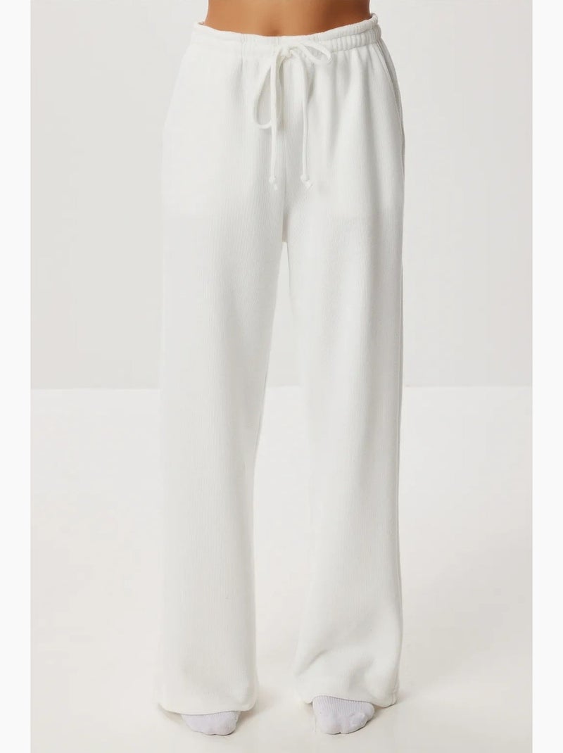 Pantalon jogger jambe large avec fermeture à cordon istanbul Ecru - Kiabi