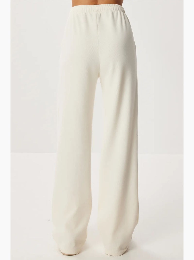 Pantalon jogger jambe large avec fermeture à cordon istanbul Ivoire - Kiabi